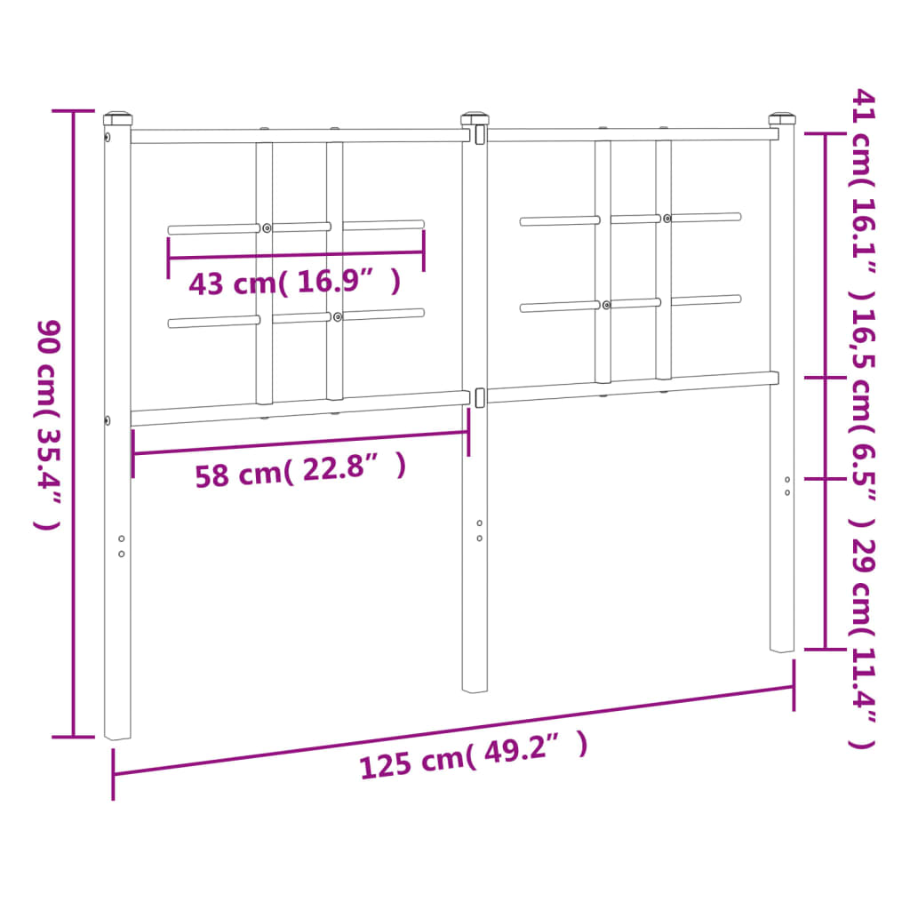 Testiera in Metallo Nero 120 cm 355592