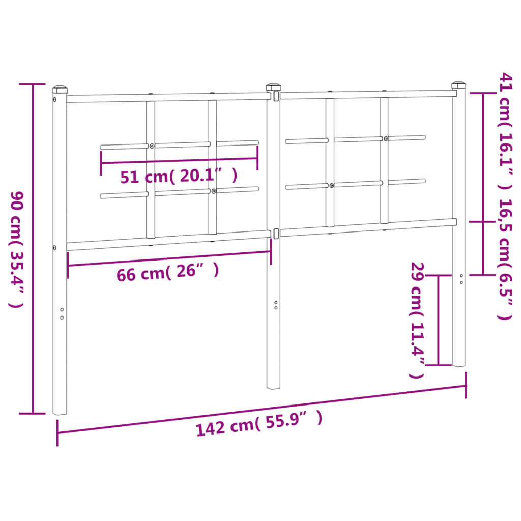 Testiera in Metallo Nero 135 cm 355593