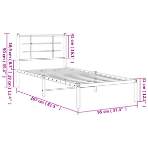 Giroletto con Testiera Metallo Bianco 90x200 cm 355603