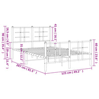 Giroletto con Testiera e Pediera Metallo Bianco 120x200 cm 355626