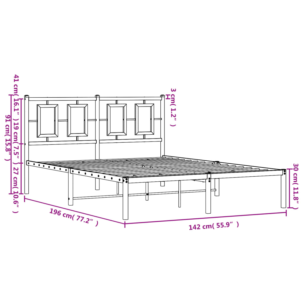 Giroletto con Testiera in Metallo Nero 135x190 cm 374240