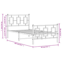 Giroletto con Testiera e Pediera Metallo Nero 90x200 cm 374252