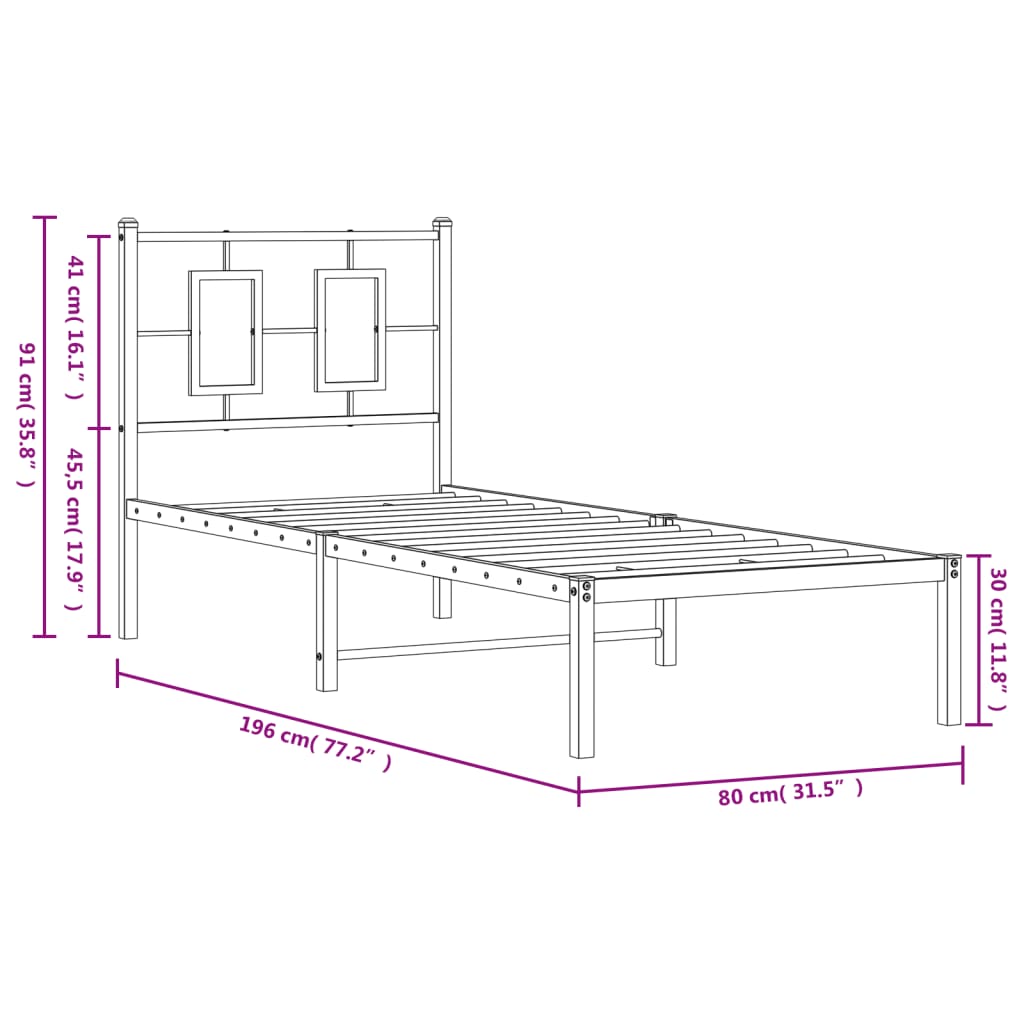 Giroletto con Testiera Metallo Bianco 75x190 cm 374280