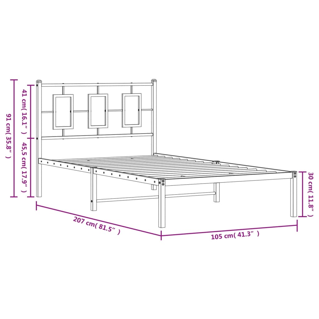 Giroletto con Testiera Metallo Bianco 100x200 cm 374285