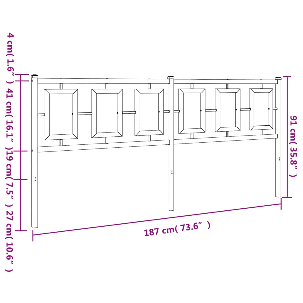 Testiera in Metallo Bianco 180 cm 374326