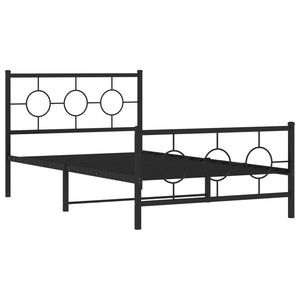 Giroletto con Testiera e Pediera Metallo Nero 107x203 cm 376240