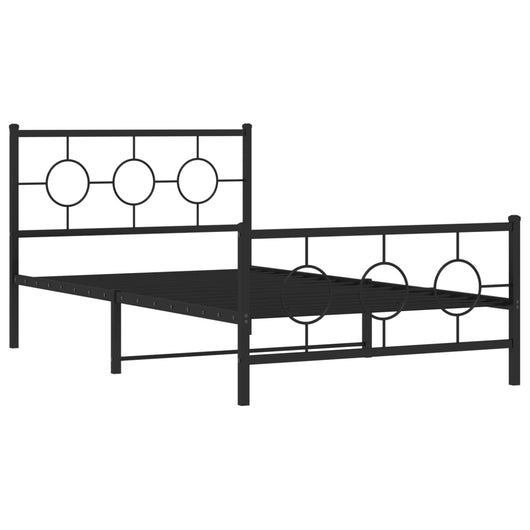 Giroletto con Testiera e Pediera Metallo Nero 107x203 cm 376240