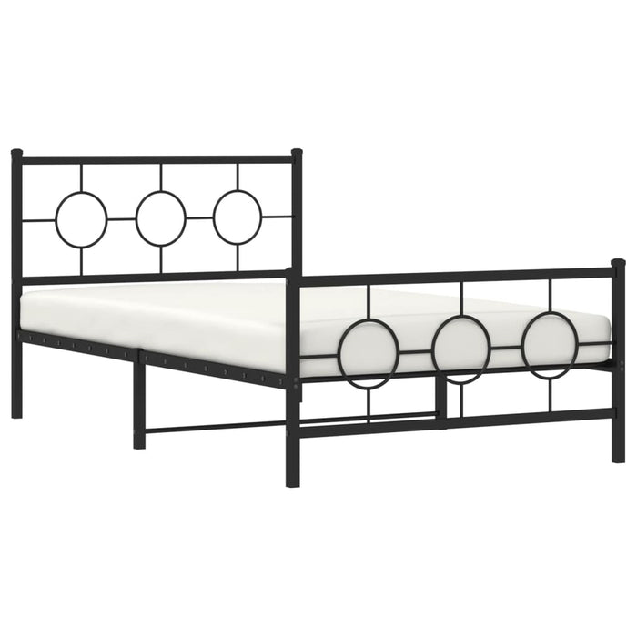 Giroletto con Testiera e Pediera Metallo Nero 107x203 cm 376240