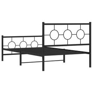 Giroletto con Testiera e Pediera Metallo Nero 107x203 cm 376240