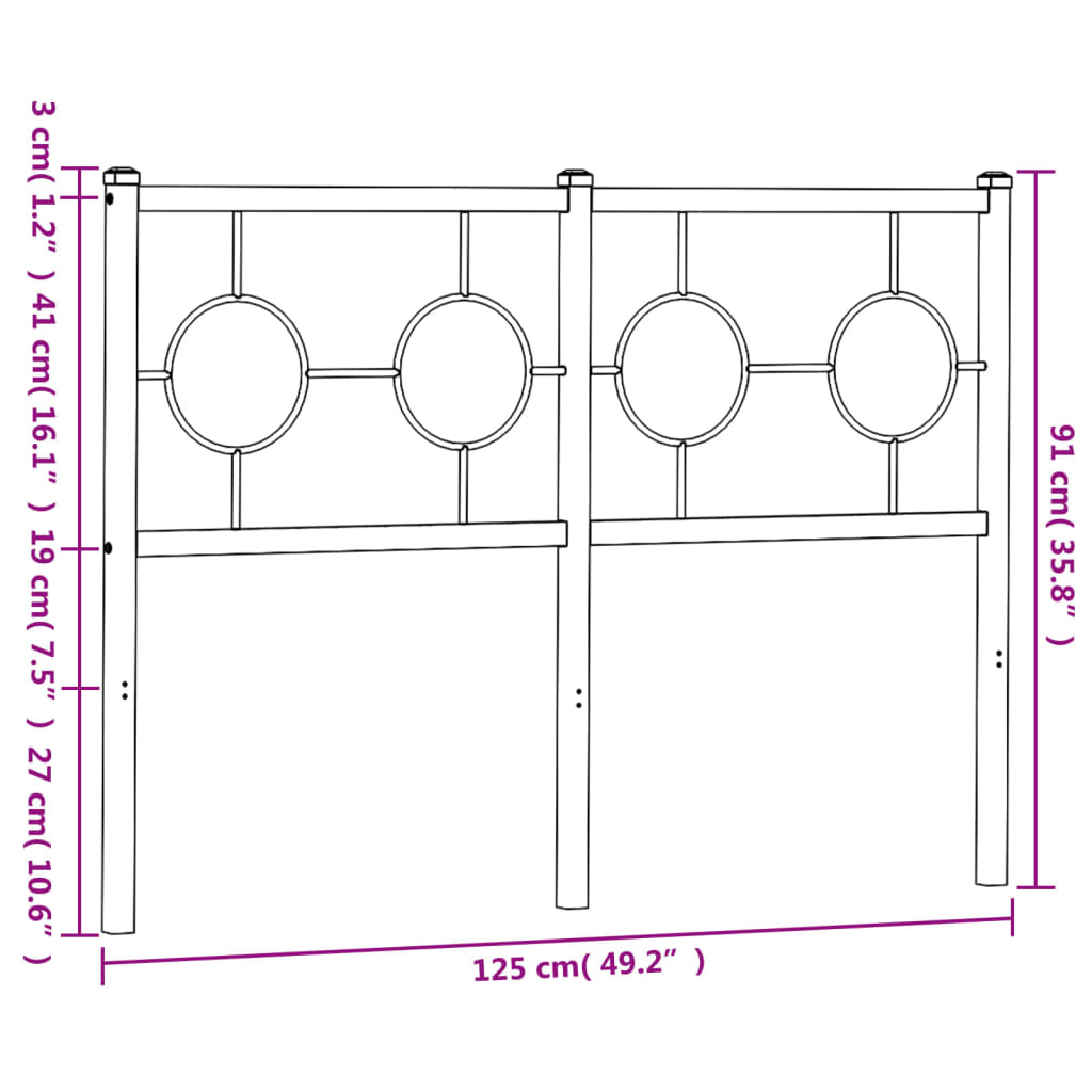 Testiera in Metallo Nero 120 cm 376257