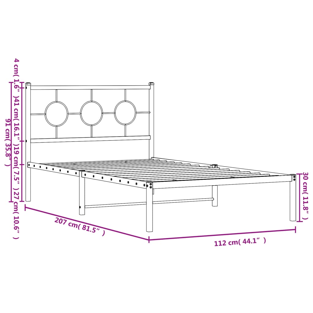 Giroletto con Testiera Metallo Bianco 107x203 cm 376271