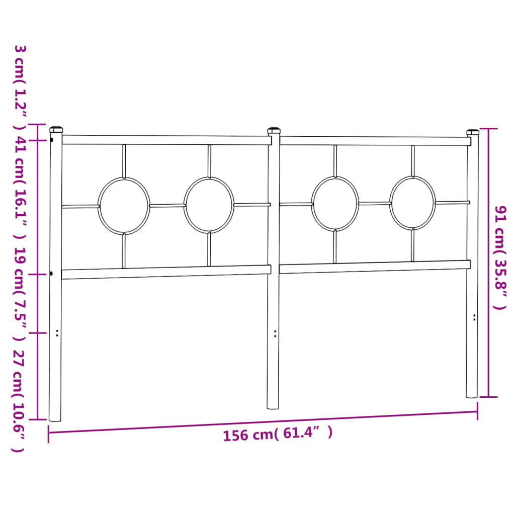 Testiera in Metallo Bianco 150 cm 376309