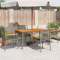 Sedie da Giardino con Cuscini 4pz Grigie in Polyrattan e Acacia 366252