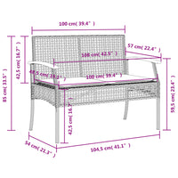 Panca da Giardino con Cuscino Nera in Polyrattan e Legno Acacia 366255