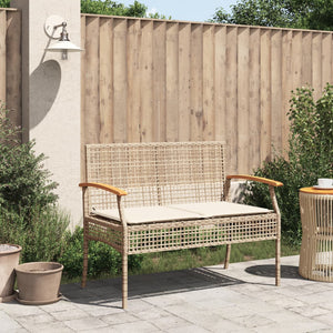 Panca da Giardino con Cuscino Beige Polyrattan e Legno Acaciacod mxl 91278