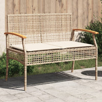 Panca da Giardino con Cuscino Beige Polyrattan e Legno Acaciacod mxl 91278