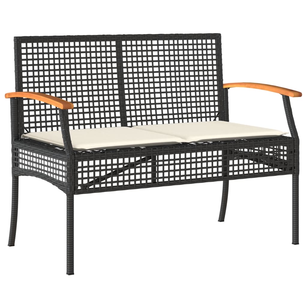 Set Divani da Giardino 4 pz con Cuscini Nero in Polyrattan 366266