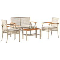 Set Divani da Giardino 4 pz con Cuscini in Polyrattan Beige 366268