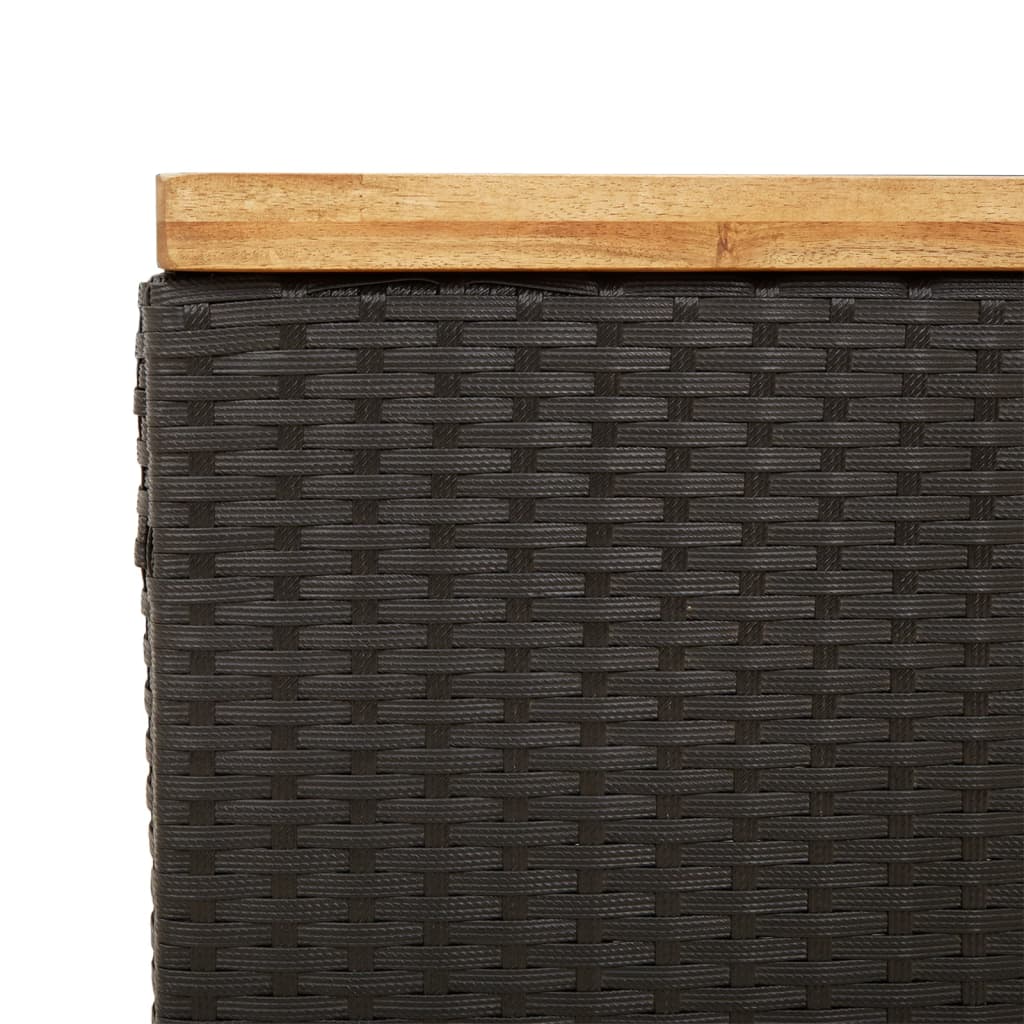 Contenitore Giardino Nero 80x40x48 cm Polyrattan e Legno Acacia 366282