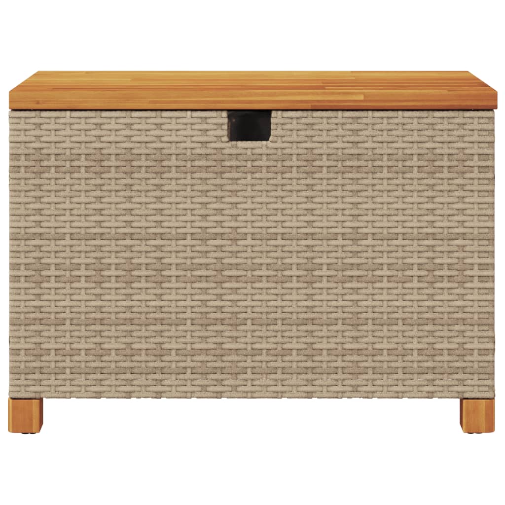 Contenitore Giardino Beige 80x40x48cm Polyrattan e Legno Acacia 366284