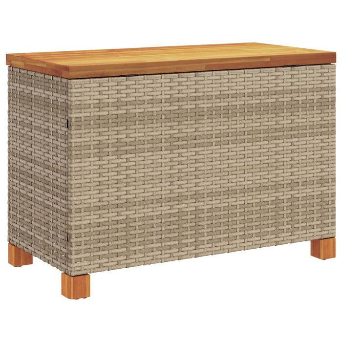 Contenitore Giardino Beige 80x40x48cm Polyrattan e Legno Acacia 366284