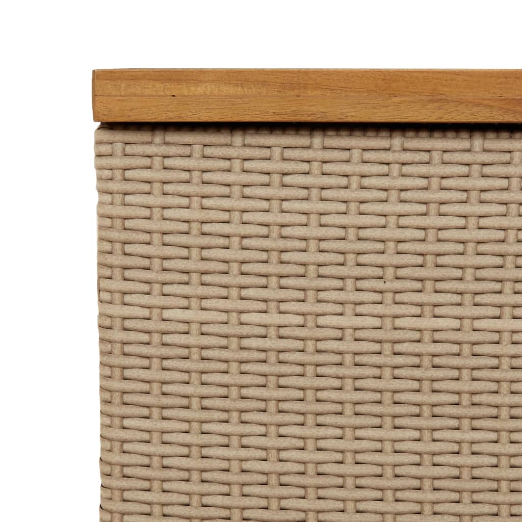 Contenitore Giardino Beige 80x40x48cm Polyrattan e Legno Acacia 366284