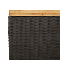 Contenitore Giardino Nero 110x55x63cm Polyrattan e Legno Acacia 366285