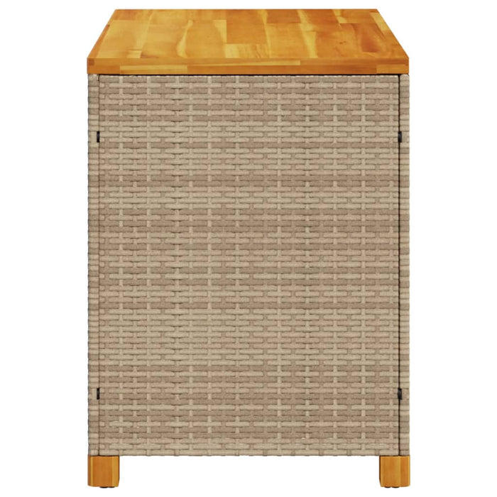 Contenitore Giardino Beige 110x55x63cm Polyrattan Legno Acacia 366287