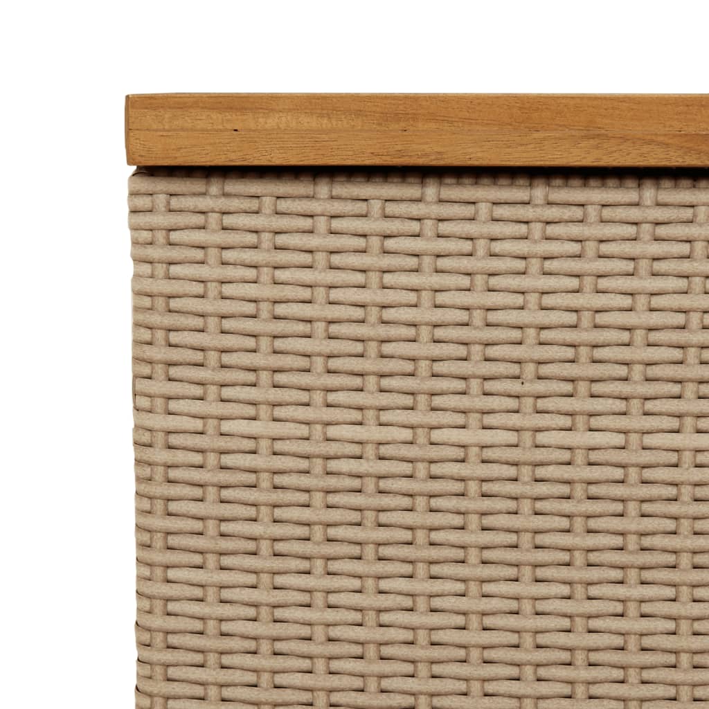 Contenitore Giardino Beige 110x55x63cm Polyrattan Legno Acacia 366287