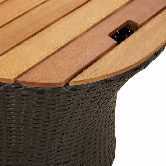 Tavolini da Giardino 2 pz con Piano in Legno Neri in Polyrattan 366288