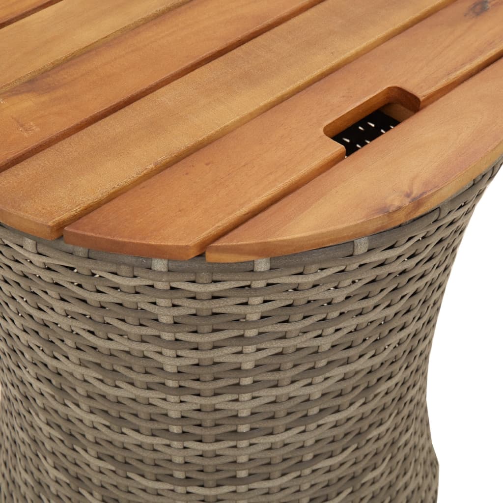 Tavolini da Giardino 2pz con Piano in Legno Grigi in Polyrattan 366289