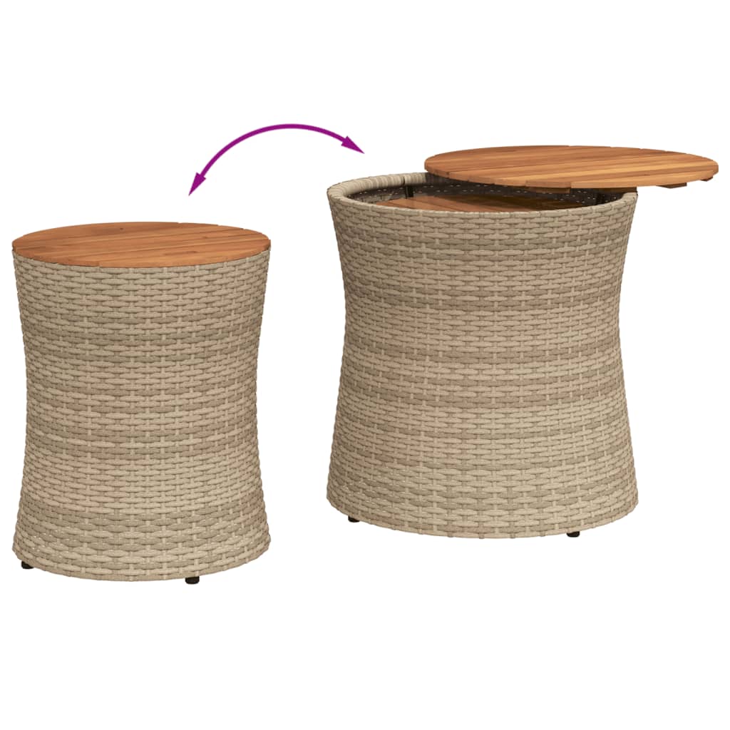 Tavolini da Giardino 2pz con Piano in Legno Beige in Polyrattan 366290