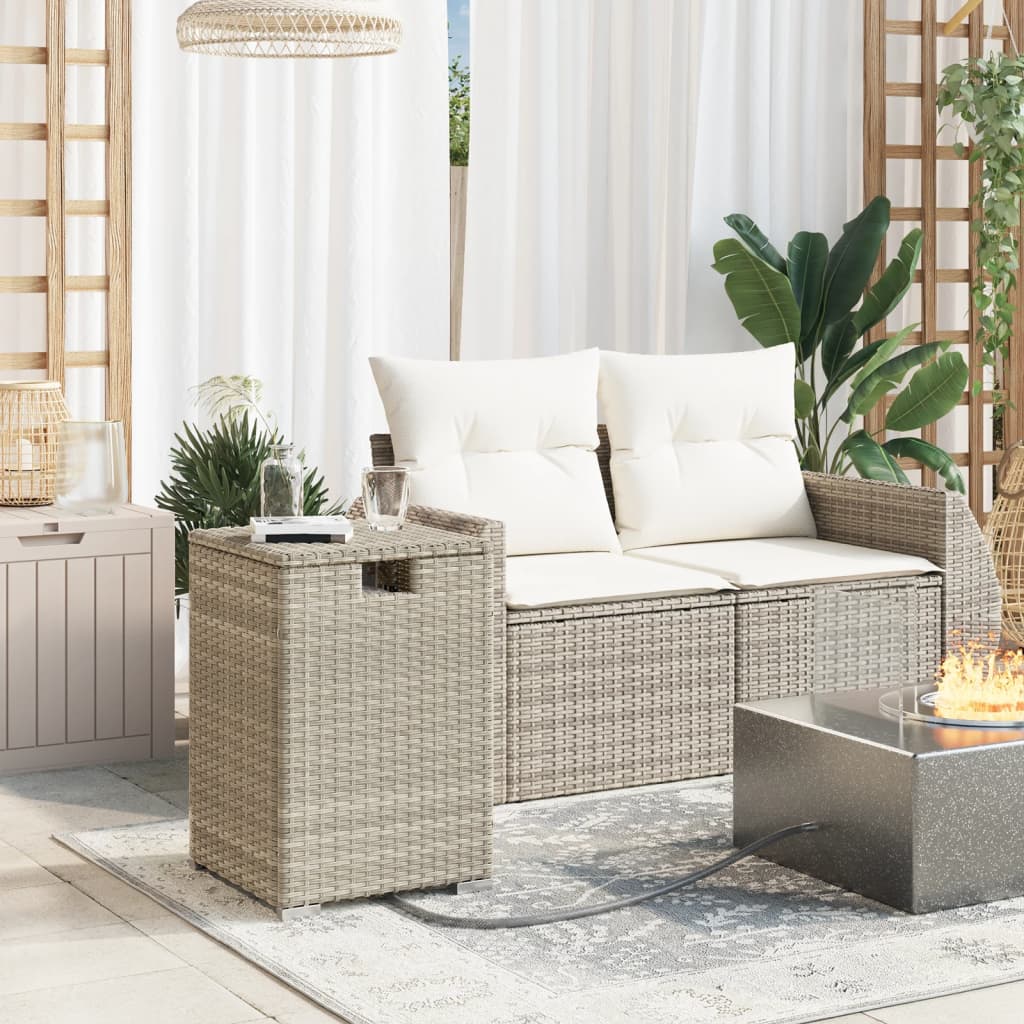 Tavolo Serbatoio Propano Grigio Chiaro 40x40x60 cm Polyrattan 366298