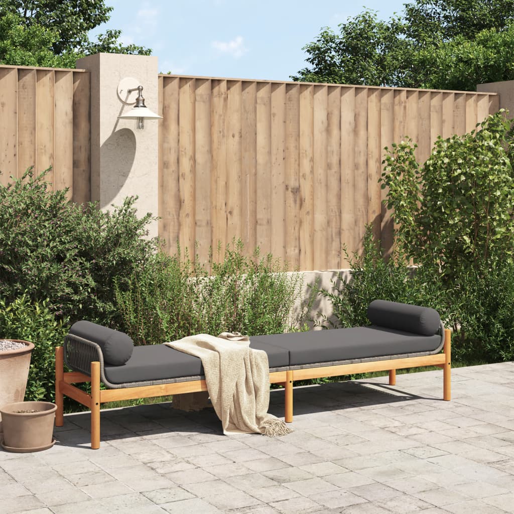 Panca da Giardino con Cuscino Grigia in Polyrattan e Acacia 366300