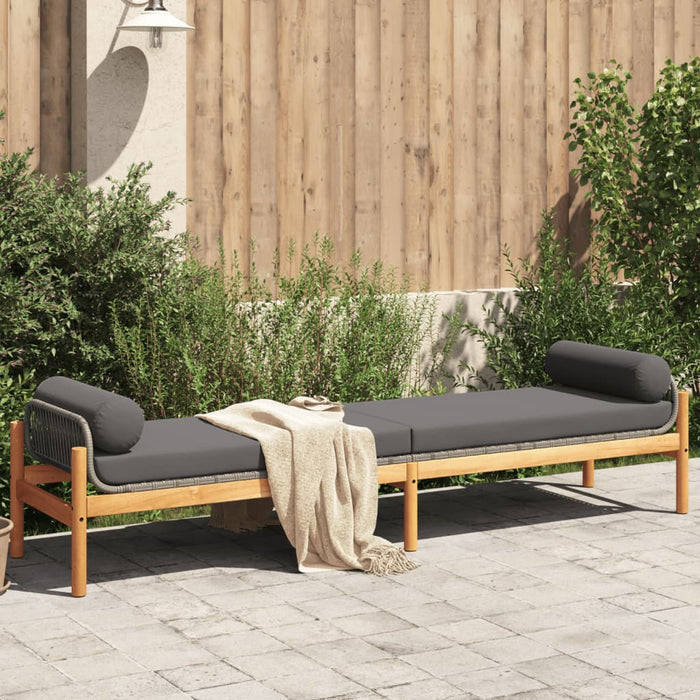 Panca da Giardino con Cuscino Grigia in Polyrattan e Acacia 366300