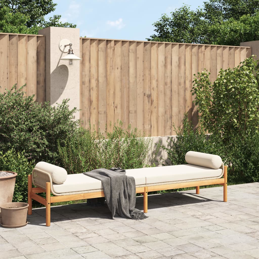 Panca da Giardino con Cuscino Beige in Polyrattan e Acacia 366301