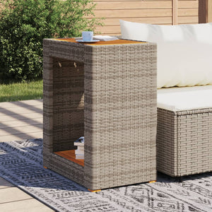 Tavolino da Giardino Piano Legno Grigio 60x40x75 cm Polyrattan 366304