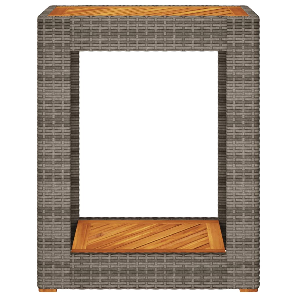 Tavolino da Giardino Piano Legno Grigio 60x40x75 cm Polyrattan 366304