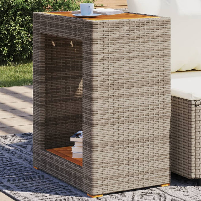 Tavolino da Giardino Piano Legno Grigio 60x40x75 cm Polyrattan 366304