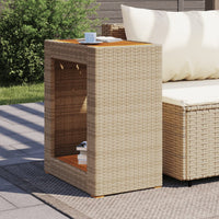 Tavolino da Giardino Piano Legno Beige 60x40x75 cm Polyrattan 366305