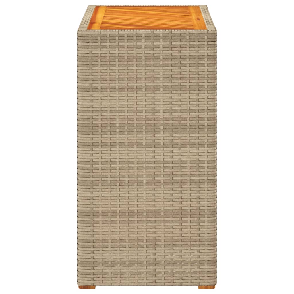 Tavolino da Giardino Piano Legno Beige 60x40x75 cm Polyrattan 366305