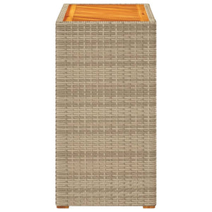 Tavolino da Giardino Piano Legno Beige 60x40x75 cm Polyrattan 366305