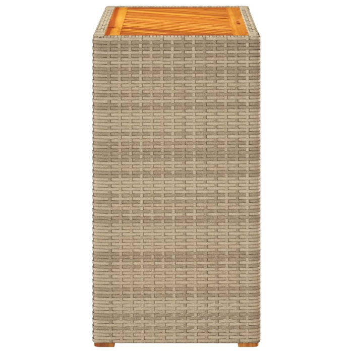 Tavolino da Giardino Piano Legno Beige 60x40x75 cm Polyrattan 366305