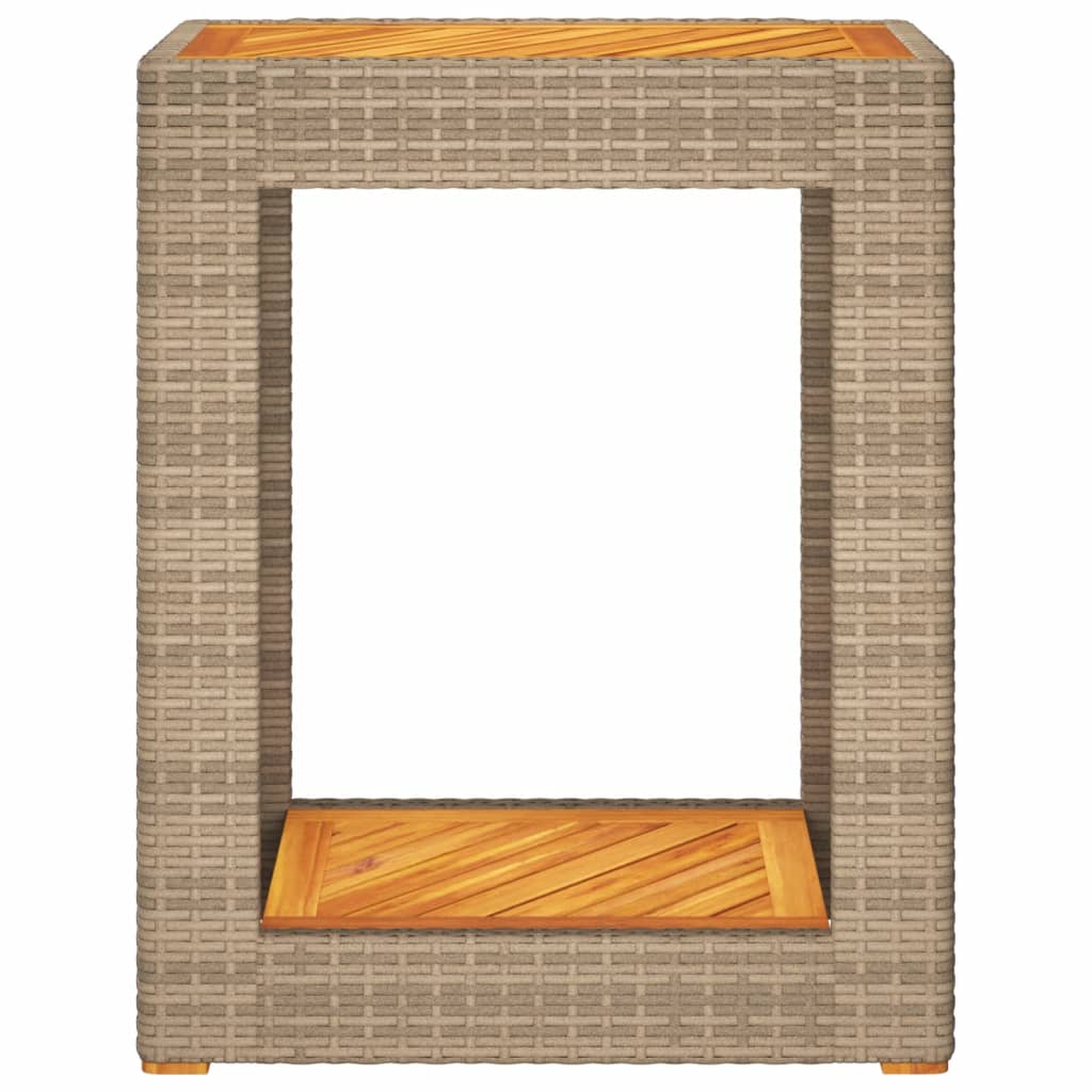 Tavolino da Giardino Piano Legno Beige 60x40x75 cm Polyrattan 366305