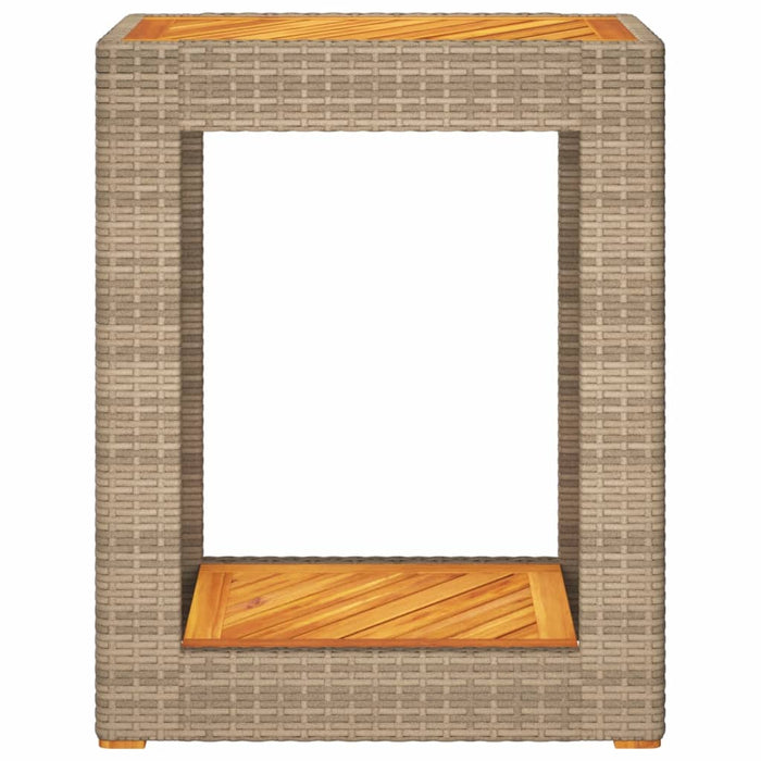 Tavolino da Giardino Piano Legno Beige 60x40x75 cm Polyrattan 366305