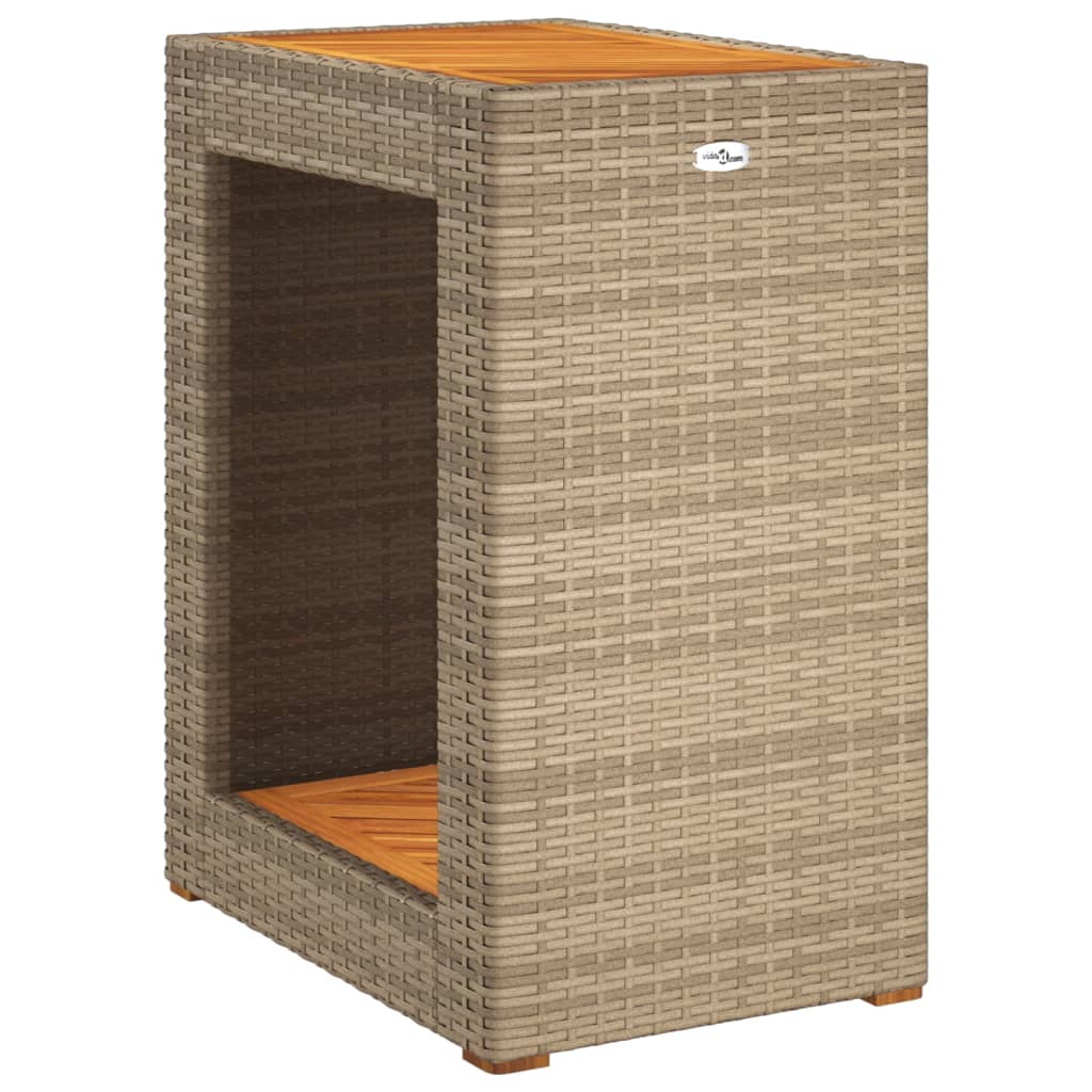 Tavolino da Giardino Piano Legno Beige 60x40x75 cm Polyrattan 366305