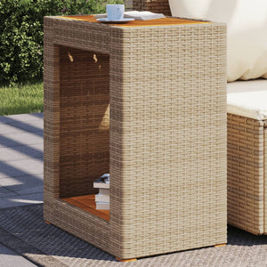 Tavolino da Giardino Piano Legno Beige 60x40x75 cm Polyrattan 366305