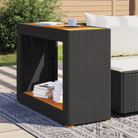 Tavolino da Giardino Piano Legno Nero 100x40x75 cm Polyrattan 366306