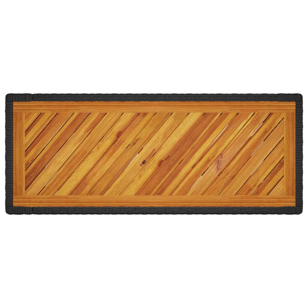 Tavolino da Giardino Piano Legno Nero 100x40x75 cm Polyrattan 366306