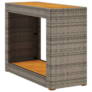 Tavolino da Giardino Piano Legno Grigio 100x40x75 cm Polyrattan 366307